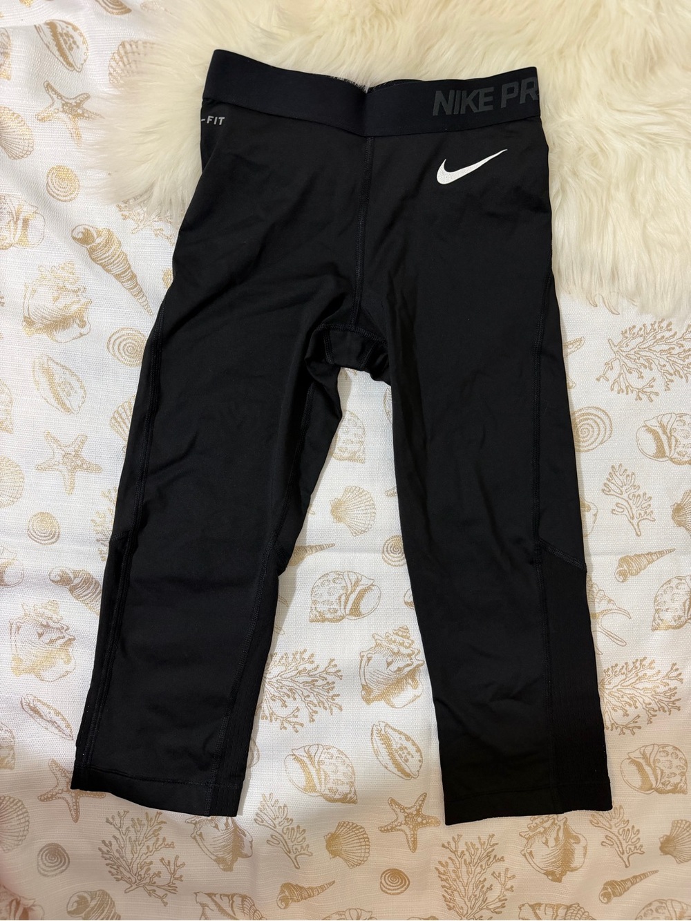 Nike Black Performance Leggings with White Swoosh XS
